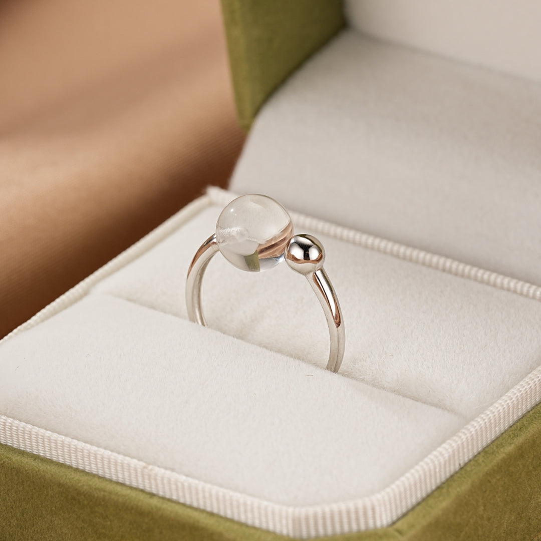 Rock Crystal Ring – Sphere of Light, Silver