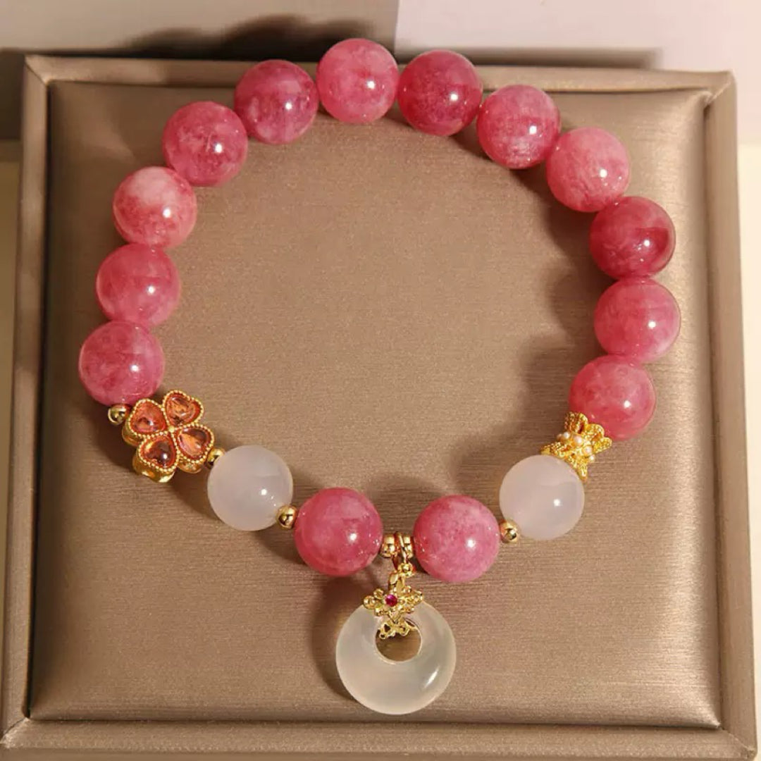 Bracelet Tourmaline Rose et Jade Blanc – Chance Éclatante