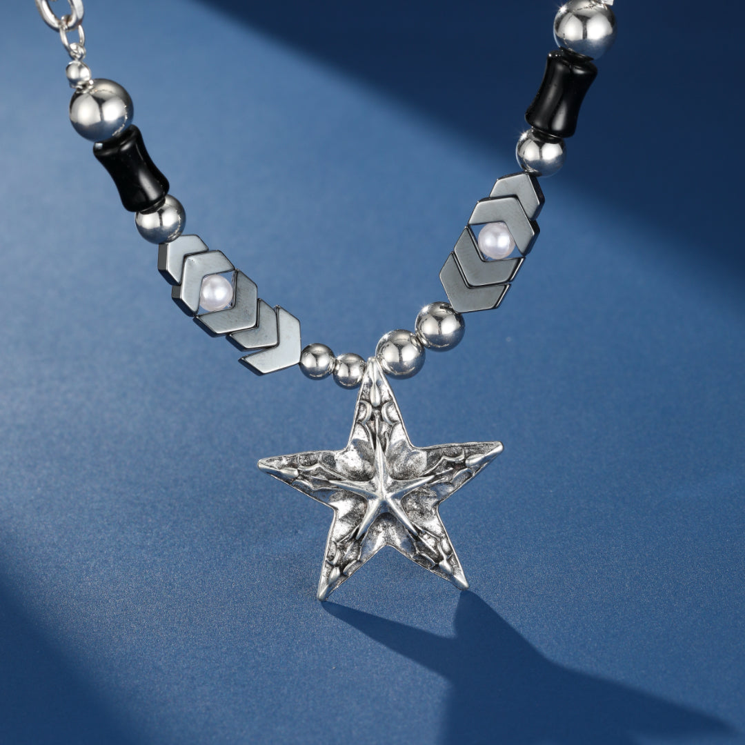 Collier Homme Hématite – Étoile Franche