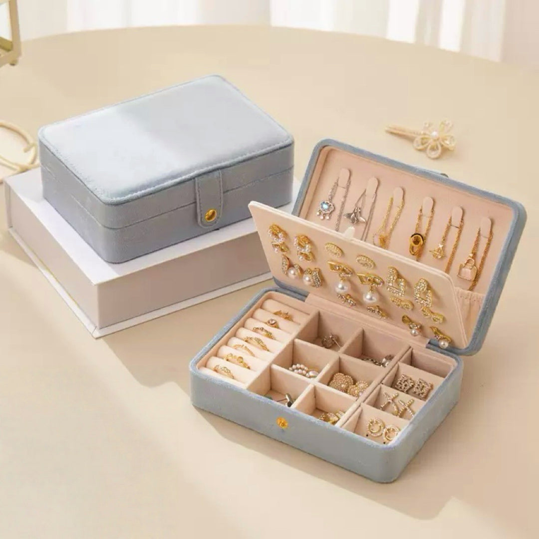 Boîte à Bijoux en Velours – Coffret de Rangement Compact