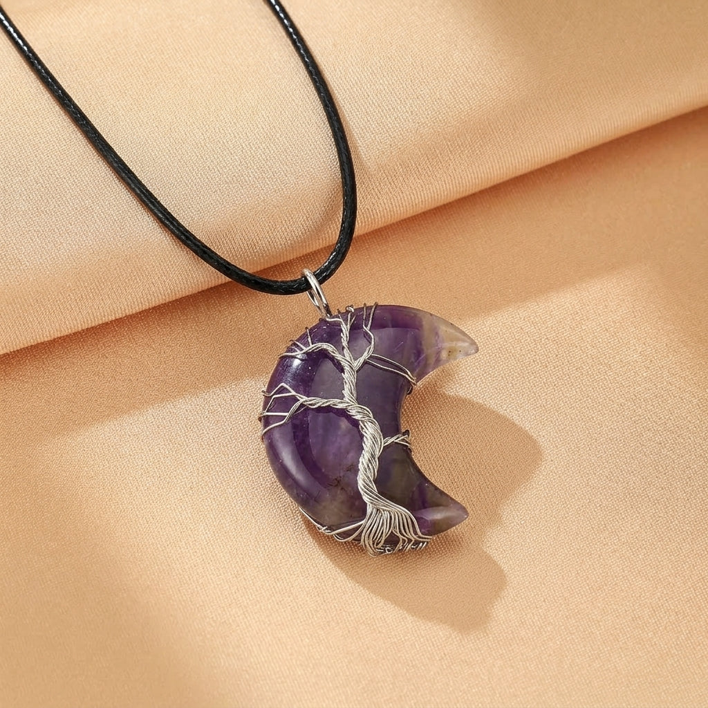 Collier Arbre de Vie en Pierres Naturelles - Lune