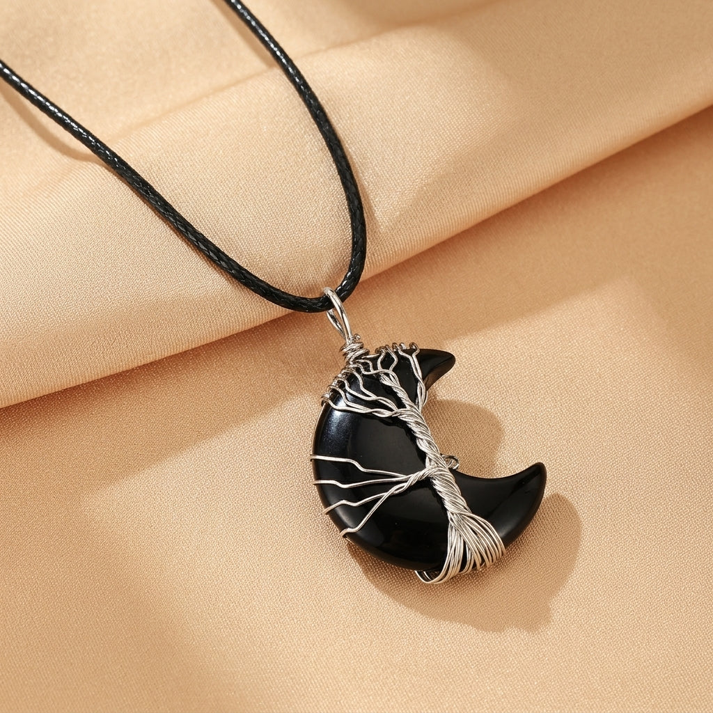 Collier Arbre de Vie en Pierres Naturelles - Lune