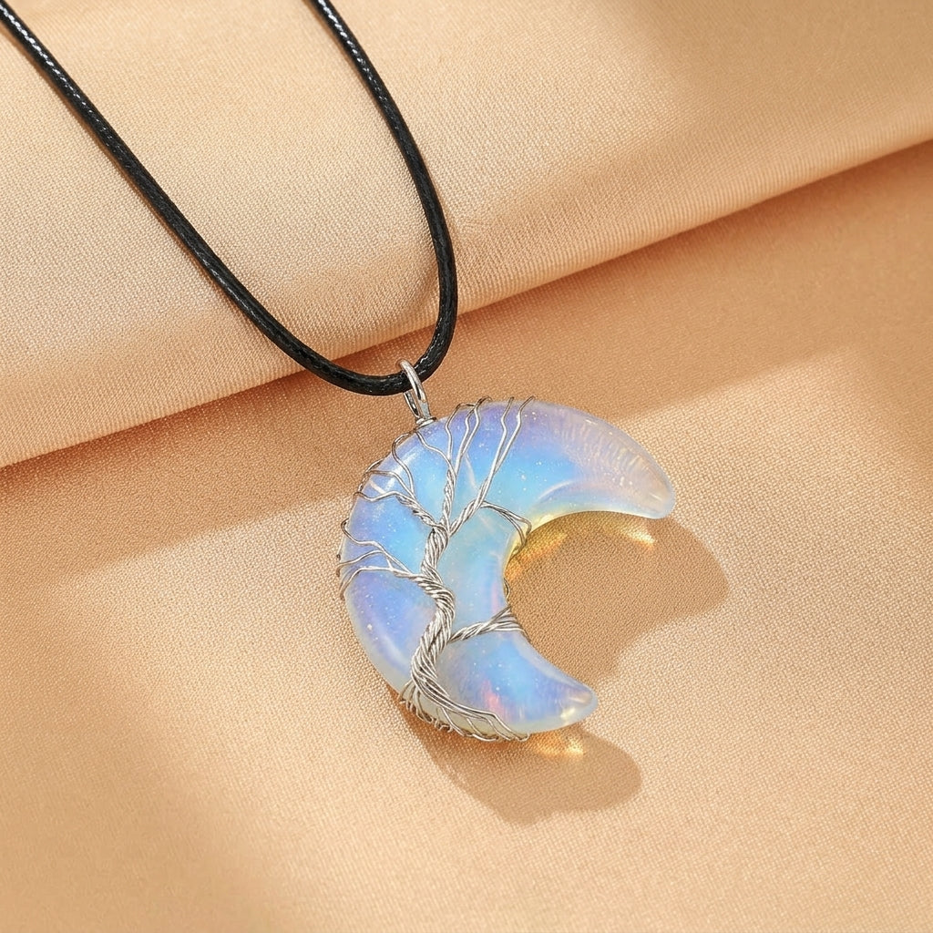 Collier Arbre de Vie en Pierres Naturelles - Lune