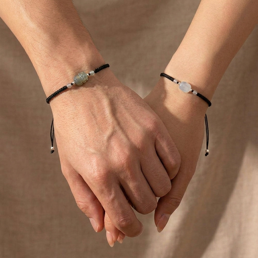 Bracelet Couple Pierre de Lune et Labradorite – Prospérité, Argent
