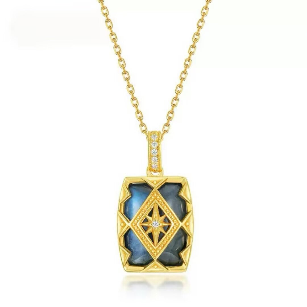 Collier Labradorite – Mystère d’Aurore, Argent Plaqué Or