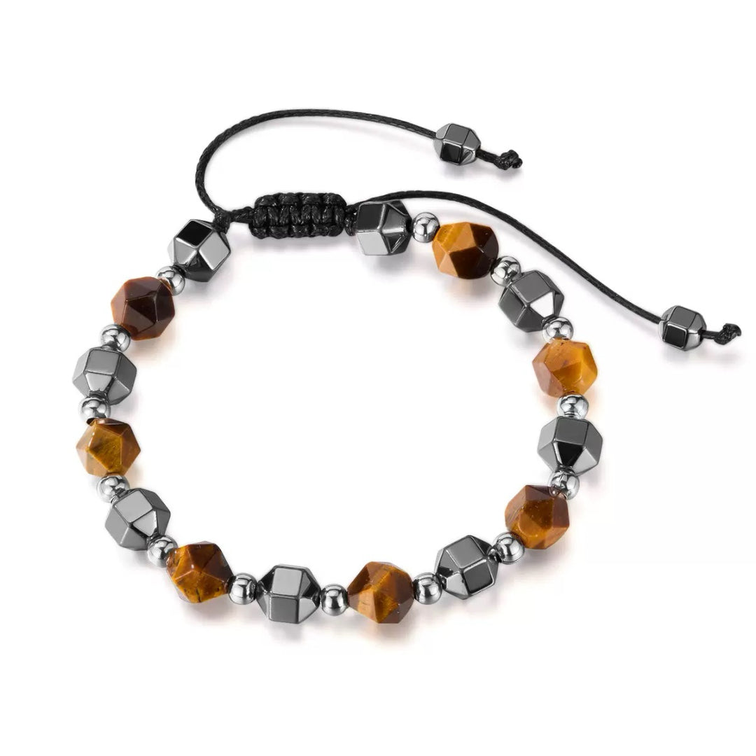 Bracelet Homme Hématite et Œil de Tigre – Sagesse Guerrière