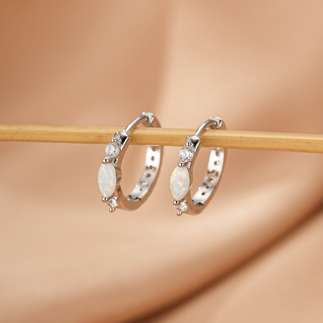 Boucles d'Oreilles Opale – Halo Intemporel, Argent