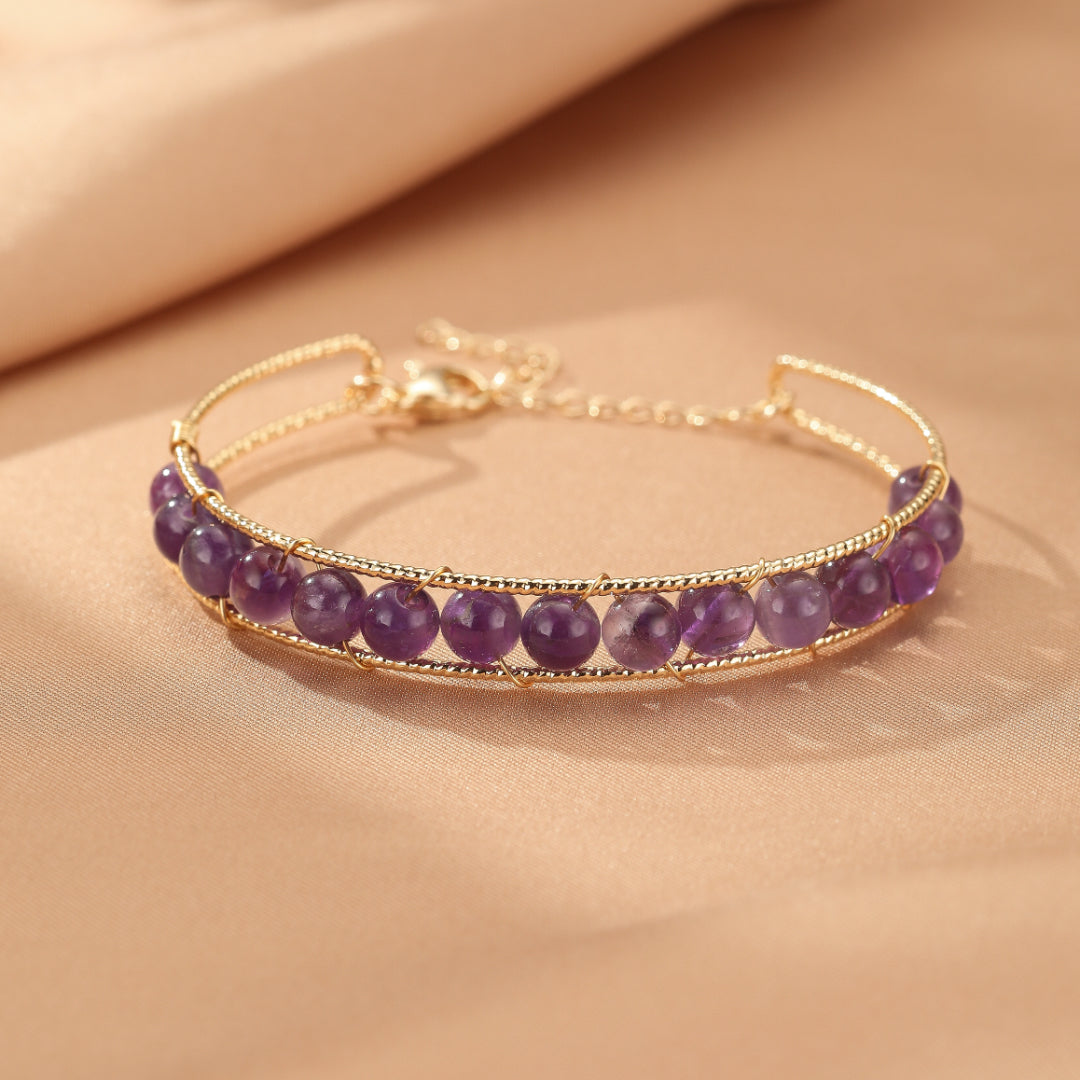 Bracelet Quartz Rose, Améthyste ou Aigue-Marine – Beauté Énergétique