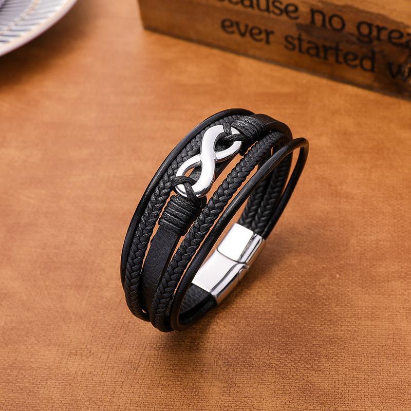 Bracelet Homme 'Infini' en Cuir Moment ici