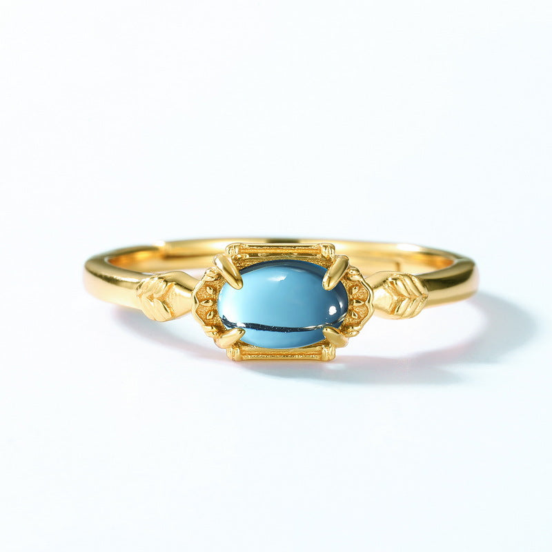 Bague Topaze – Joie des Cieux, Argent Plaqué Or