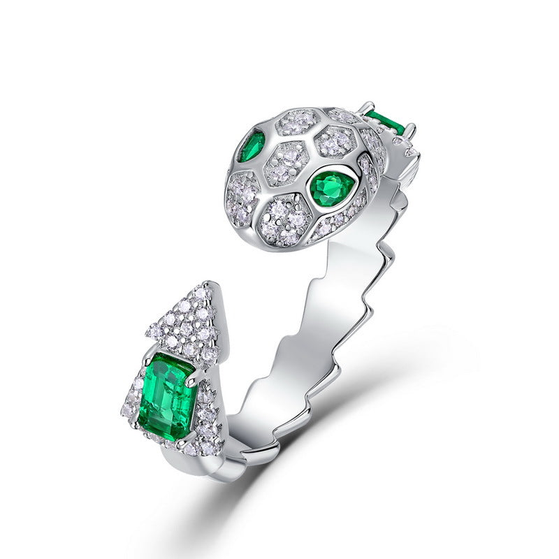 Bague Émeraude – Serpent Mystique, Argent 925