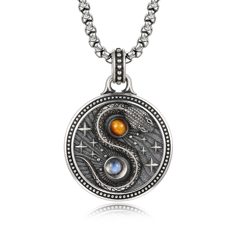 Collier Œil de Tigre et Pierre de Lune – Beauté Cosmique
