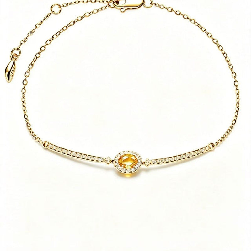 Bracelet Citrine – Rêve Doré, Argent Plaqué Or