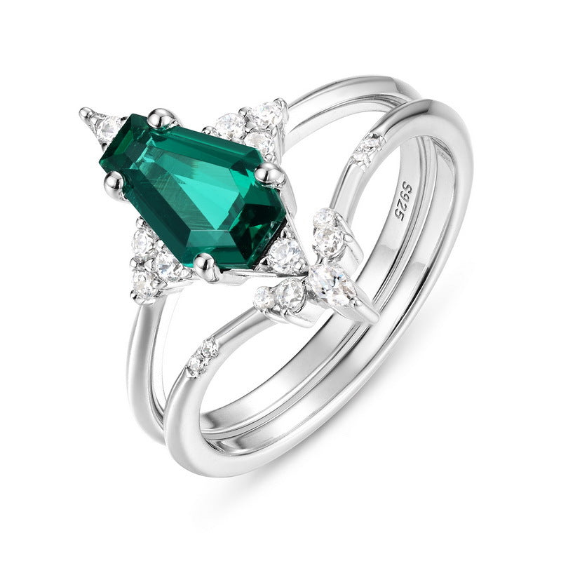 Emerald Ring – Royal Sparkle, Sterling Silver