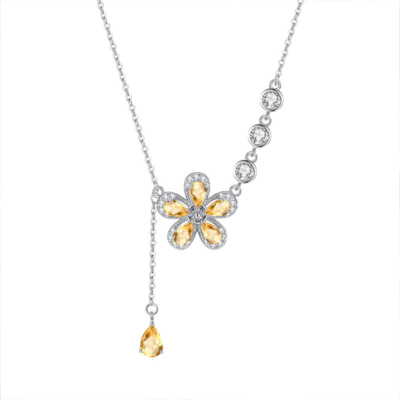 Collier Citrine – Pétale Lumineux, Argent