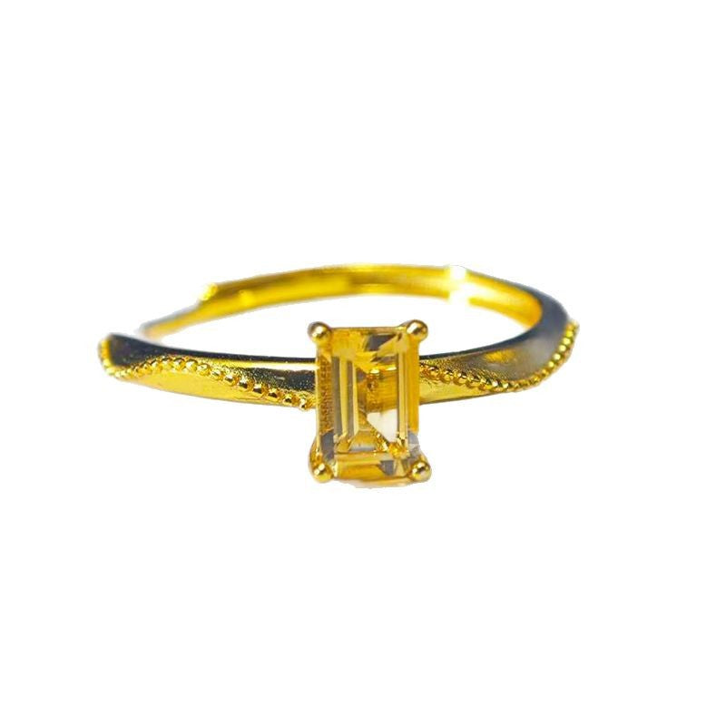 Bague Citrine – Murmure Doré, Argent Plaqué Or