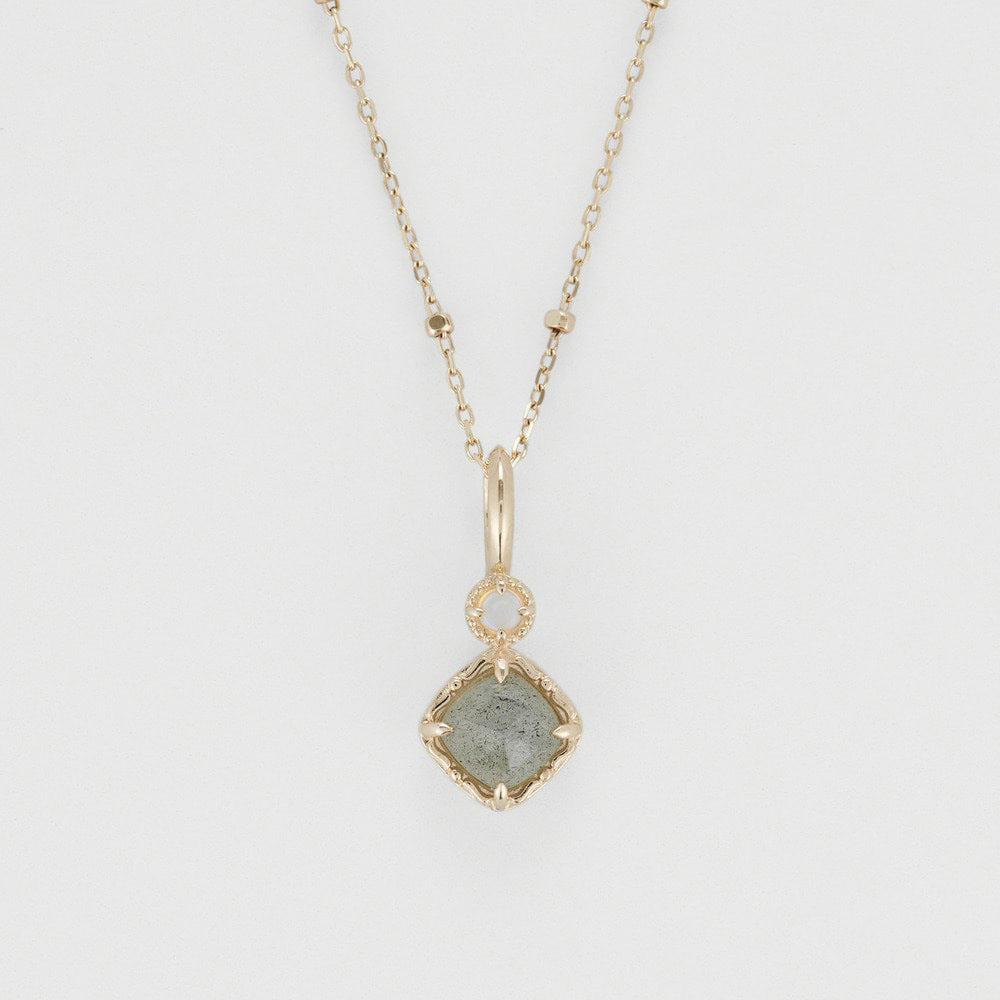 Collier Labradorite et Amazonite – Aura Protectrice, Argent Plaqué Or