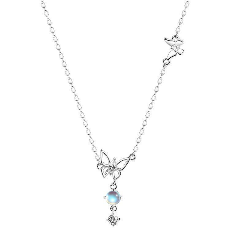 Moonstone Necklace – Lunar Butterfly, Silver