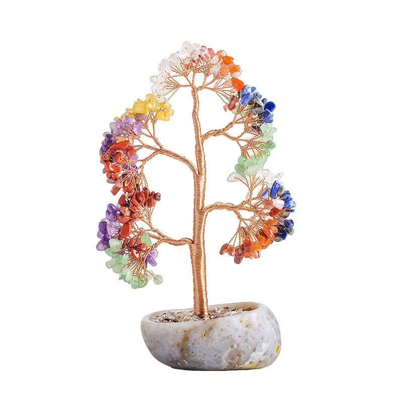 Arbre de Vie Pierres 7 Chakras – Harmonie Vibrante, Cuivre et Base Agate