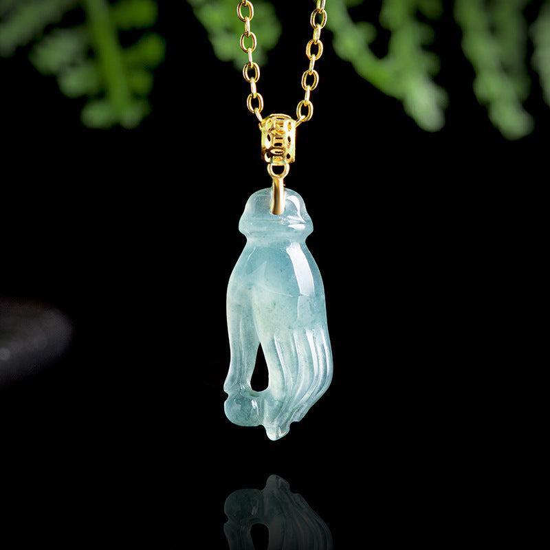 Collier Jadéite Bleue – Grâce Céleste, Or 18K