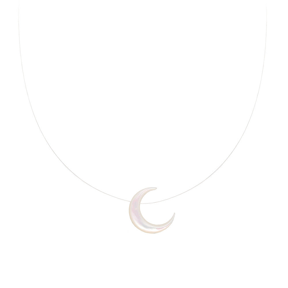 Collier Flottant Nacre - Lune Solitaire