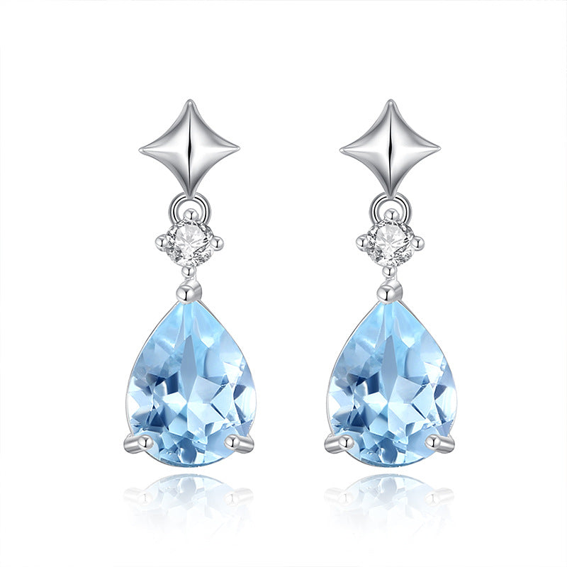 Boucles d'Oreilles Topaze – Éclat Azur, Argent