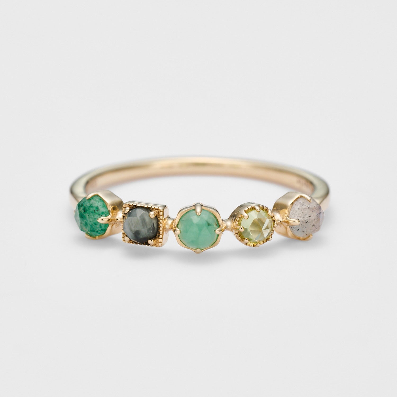 Bague Labradorite, Chrysoprase et Péridot – Équilibre Invisible