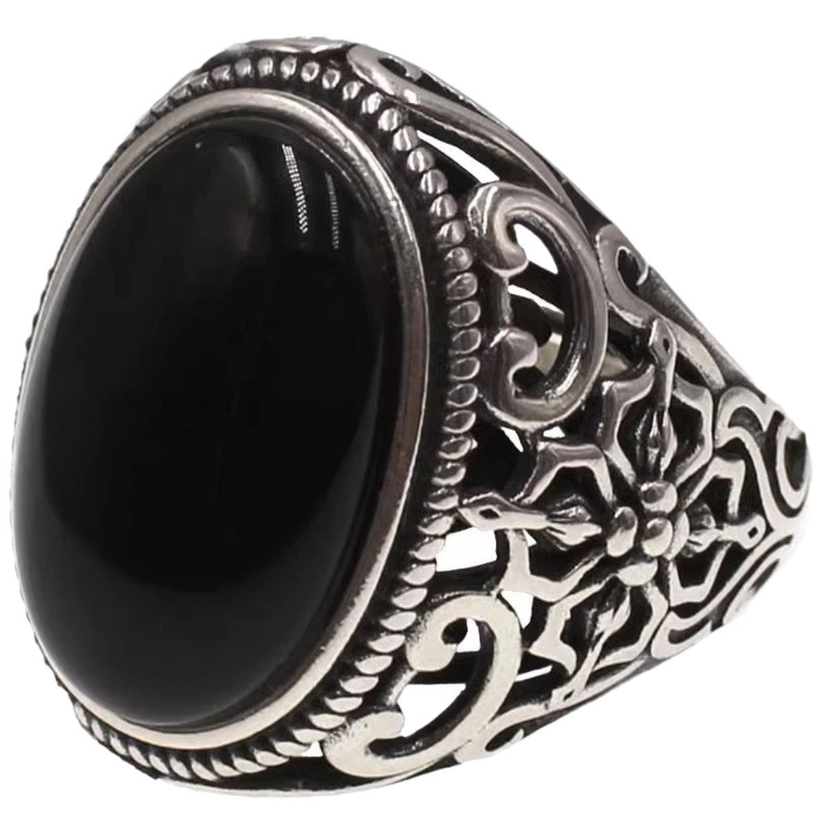 Bague Homme Onyx – Beauté Sombre, Argent