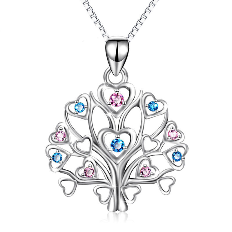 Collier Zircons Multicolores – Arbre d'Amour, Argent 925