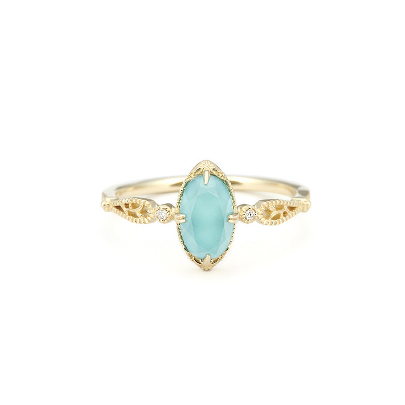Bague Turquoise – Aura Bohème, Argent Plaqué Or