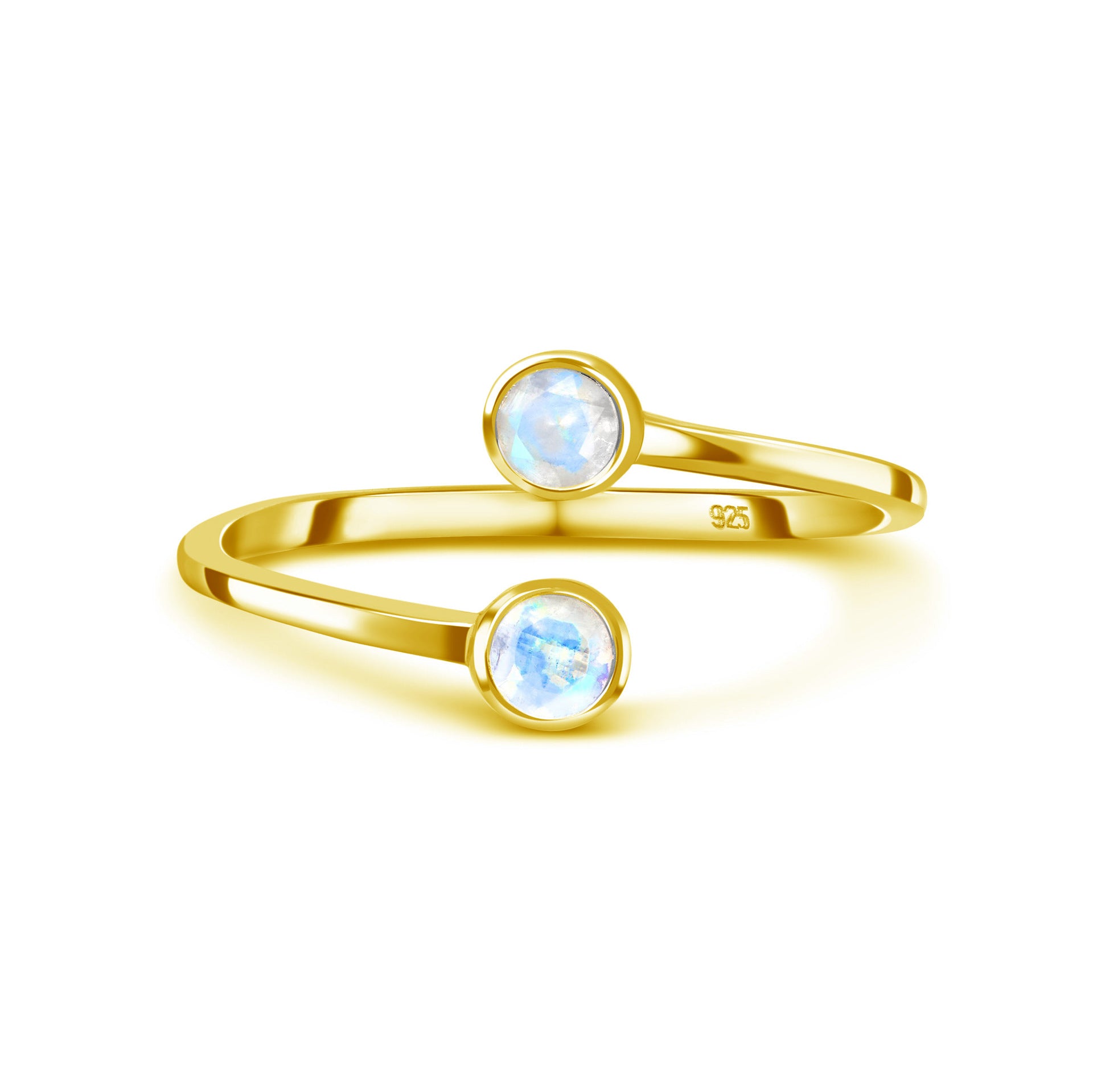 Moonstone Ring – Lunar Embrace, Gold Plated Silver