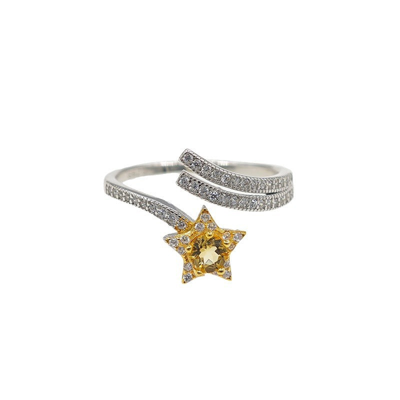 Bague Citrine – Étreinte de Soleil, Argent