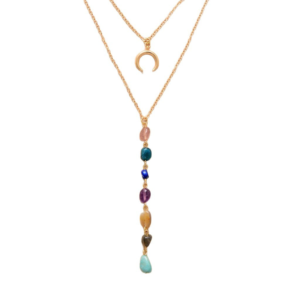 Collier Lune Pierres Naturelles – Croissant Divin