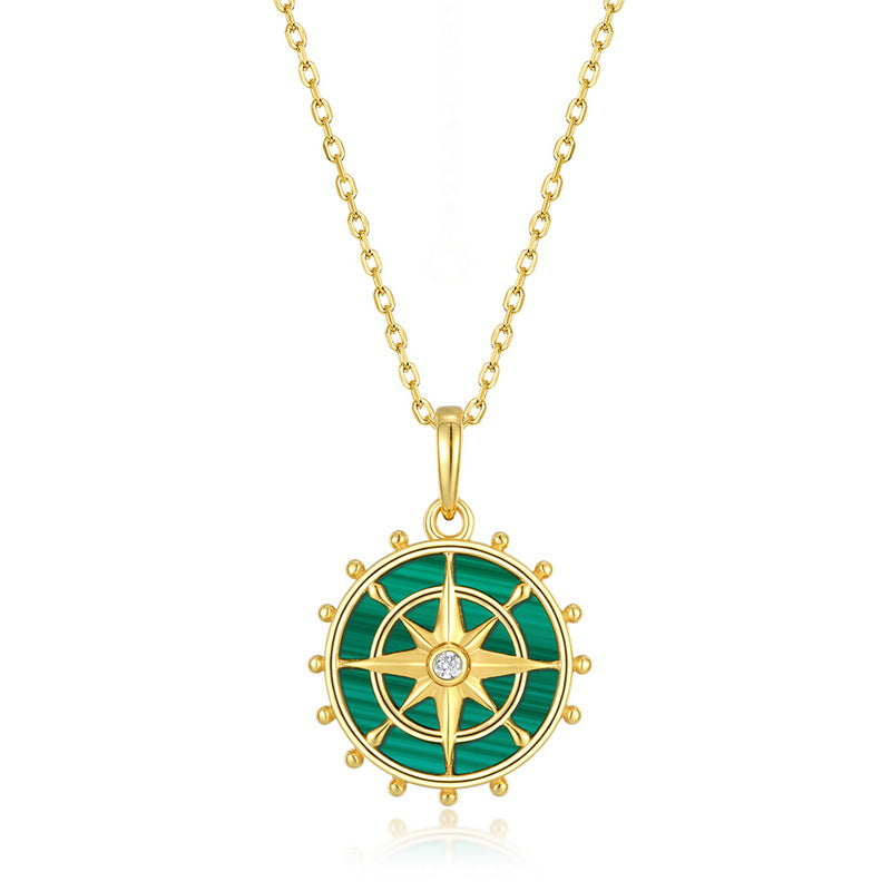 Collier Malachite – Sève Sacrée, Argent Plaqué Or 10k