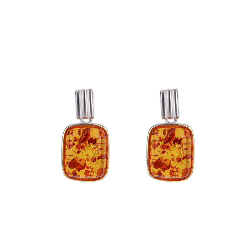 Boucles d'Oreilles Ambre – Caresse d’Ambre, Argent