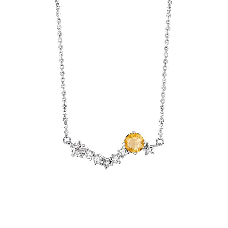 Collier Citrine – Constellation Dorée, Argent