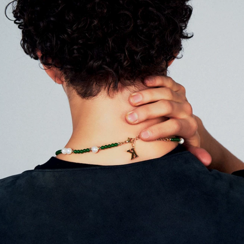Collier Homme Perle – Echo Nocturne, Plaqué Or