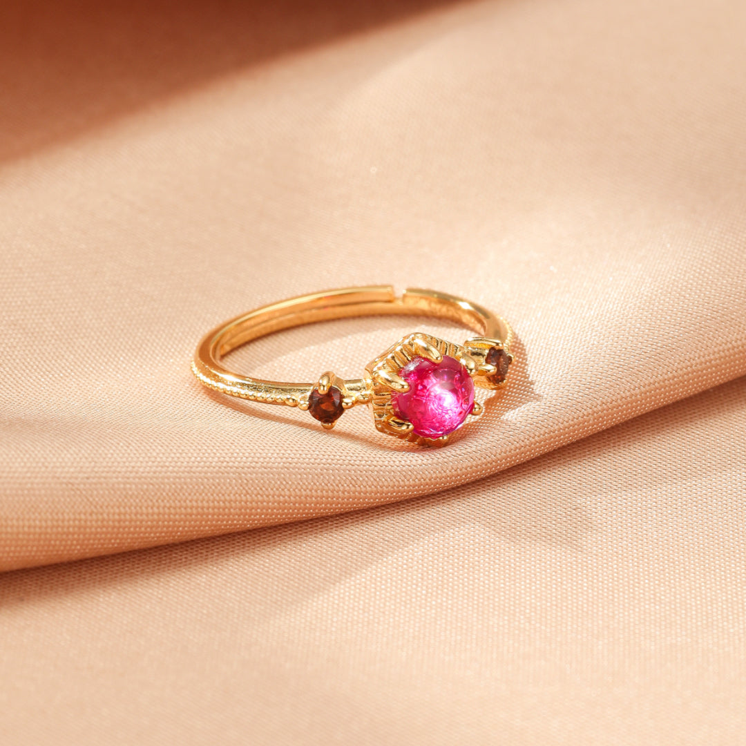 Bague Cornaline – Flamme Royale, Argent Plaqué Or