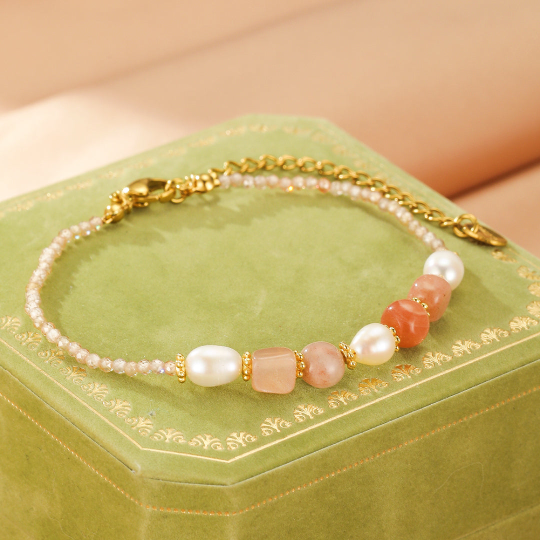 Bracelet Pierre de Soleil et Perle – Harmonie Radieuse