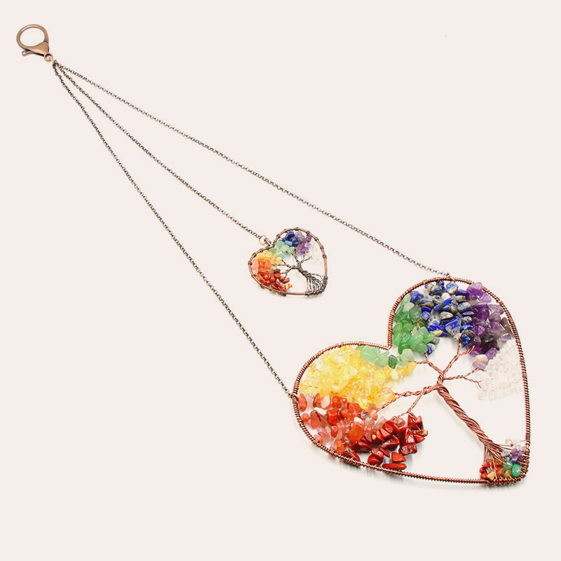 Attrape rêve Arbre de Vie 'Coeur' en 7 Chakras