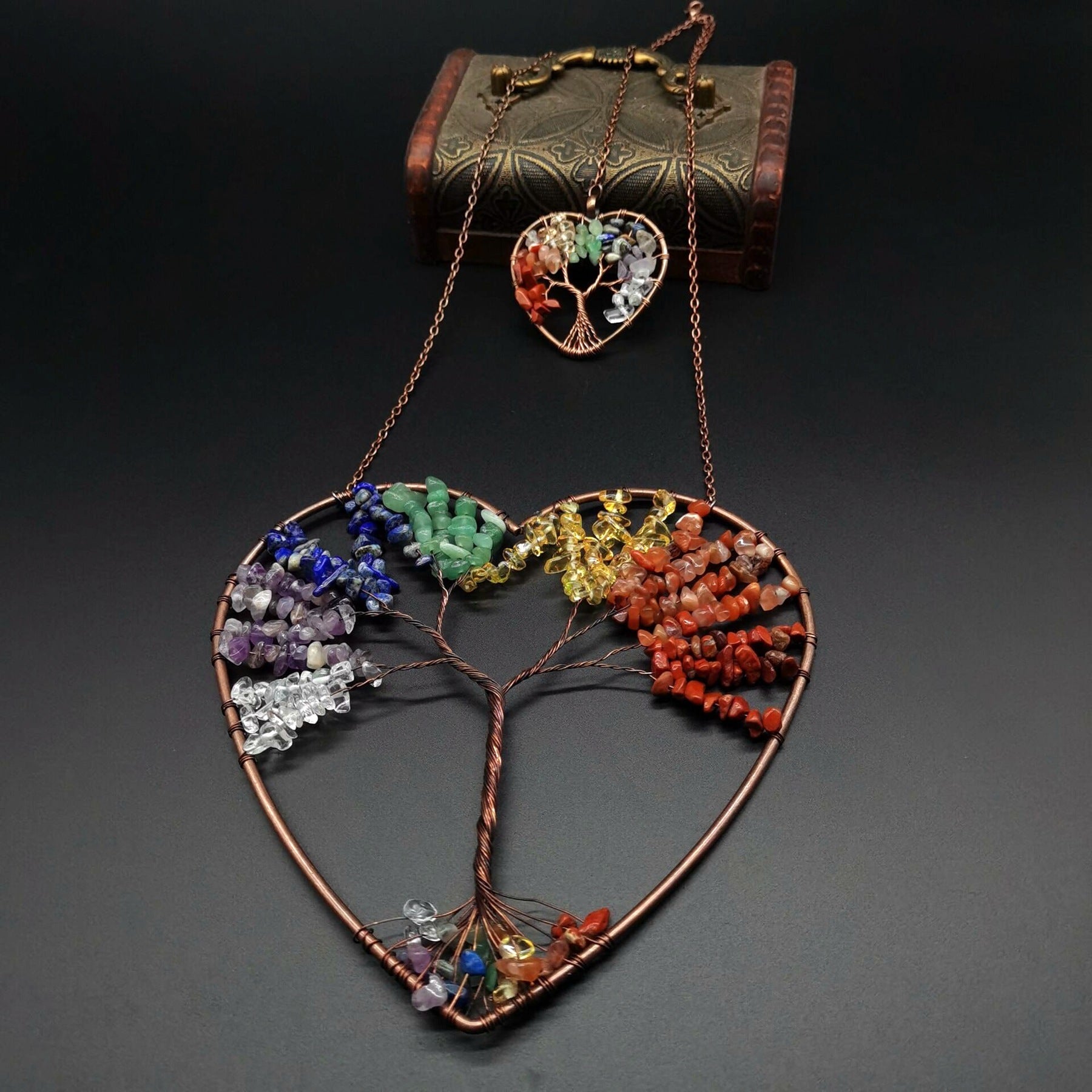 Attrape rêve Arbre de Vie 'Coeur' en 7 Chakras