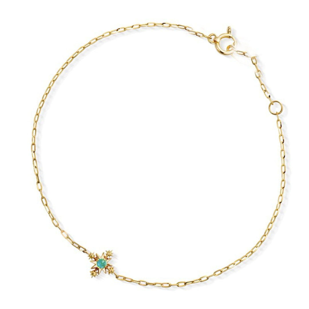 Bijoux Bracelet Amazonite, Croix Étoilée, Argent Plaqué Or