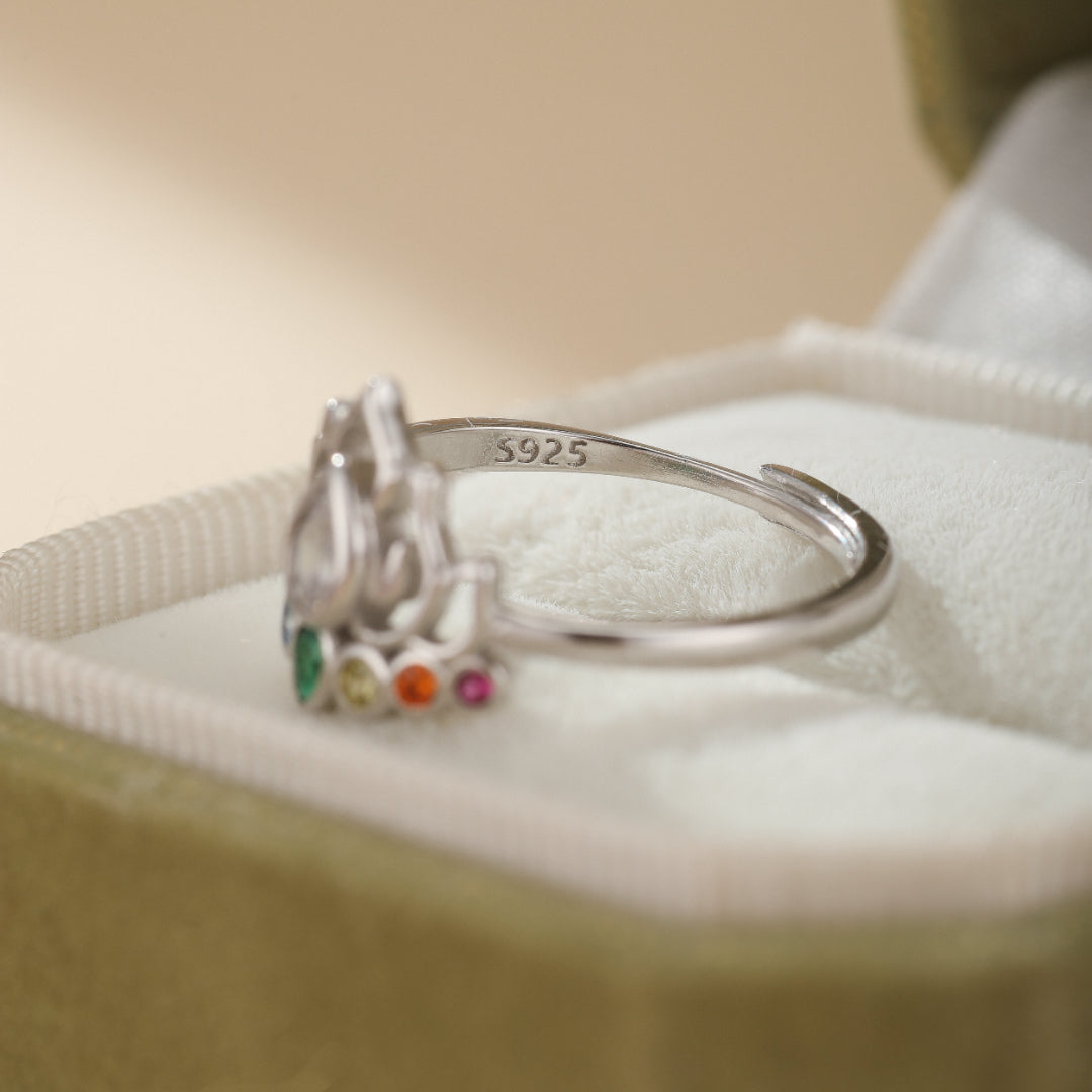 Bague 7 Chakras Lotus – Lumière Intérieure, Argent 925