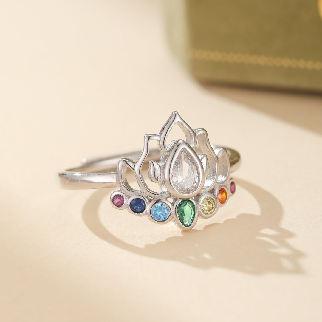 Bague 7 Chakras Lotus – Lumière Intérieure, Argent 925