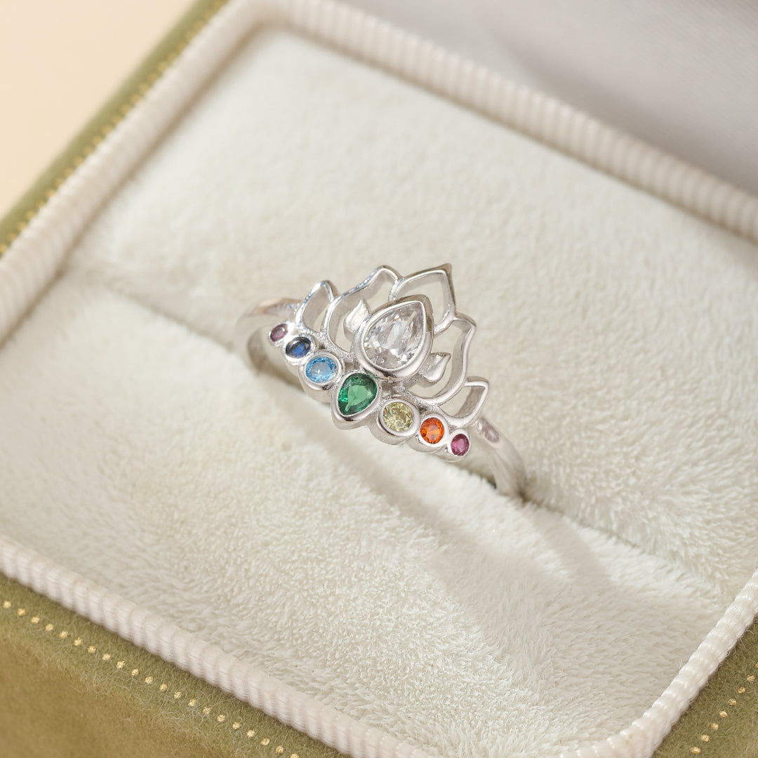 Bague 7 Chakras Lotus – Lumière Intérieure, Argent 925