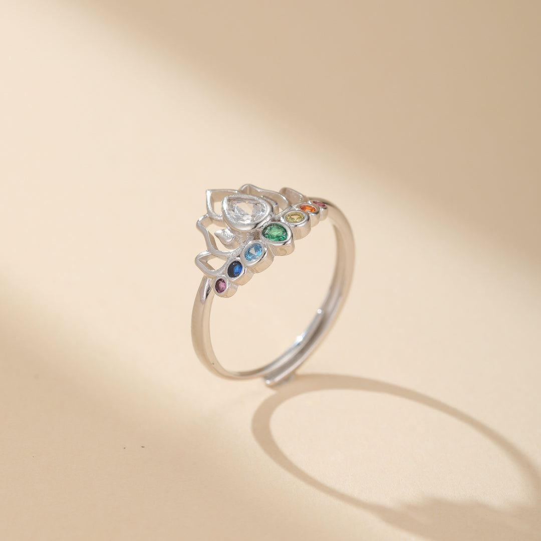 Bague 7 Chakras Lotus – Lumière Intérieure, Argent 925