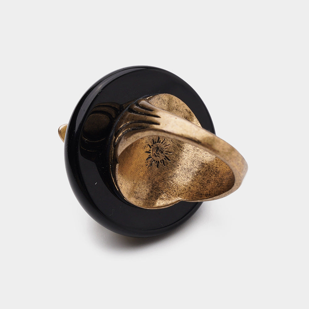Bague Agate Noire – Abeille Royale