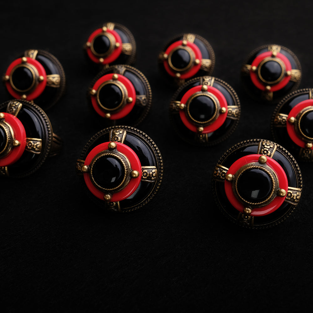 Bague Agate - Rouge et Noir