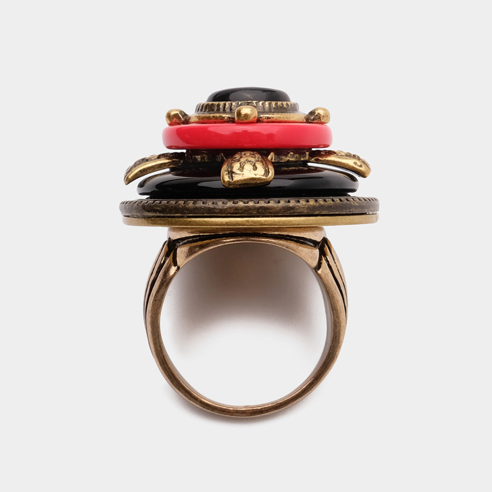 Bague Agate - Rouge et Noir