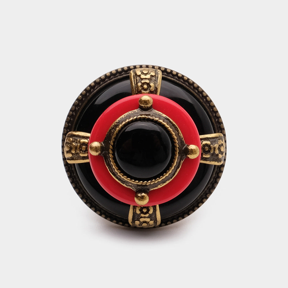 Bague Agate - Rouge et Noir